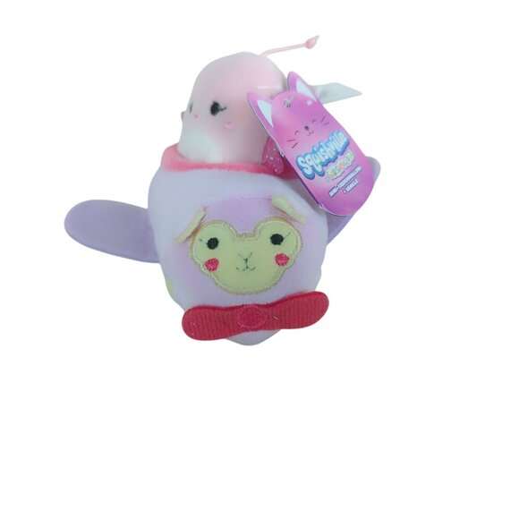 Squishville‎ Mini Squishmallow Pink Axolotl In Purple Airplane Plush Toy - Picture 3 of 14